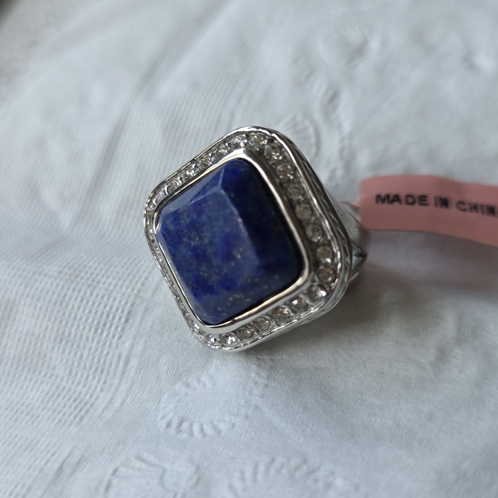 Lapis Lazuli Stainless Steel Ring Size 7 - Picture 2 of 9